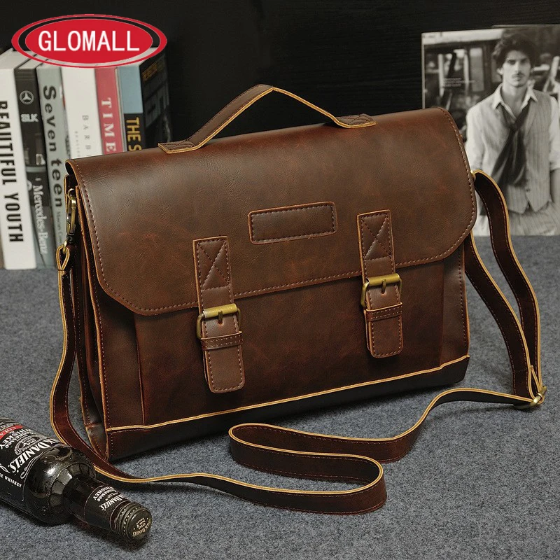 Портфель мужской из кожи Крейзи Хорс дизайнерский винтажный саквояж на плечо