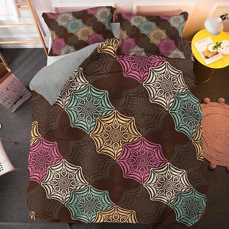 Комплект постельного белья с 3D-принтом Мандала психоделический роскошный