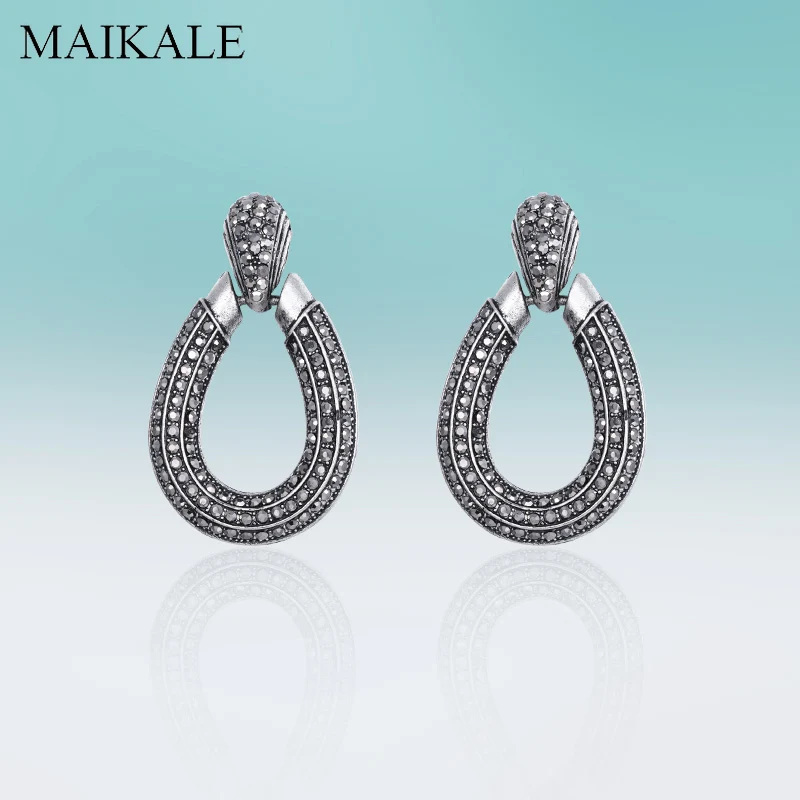 Женские Висячие сережки MAIKALE в западном стиле из сплава с полукруглой подвеской и