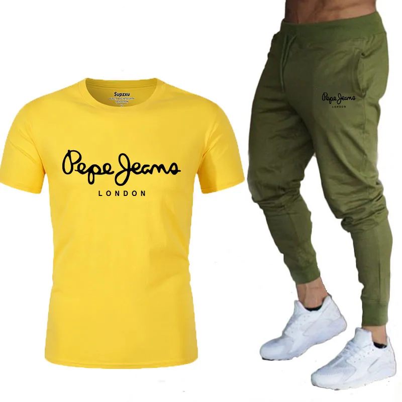 

2021 latest Pepe-Jeans-London logo T-shirt summer men's short-sleeved popular T-shirt tops men's 2-piece suit