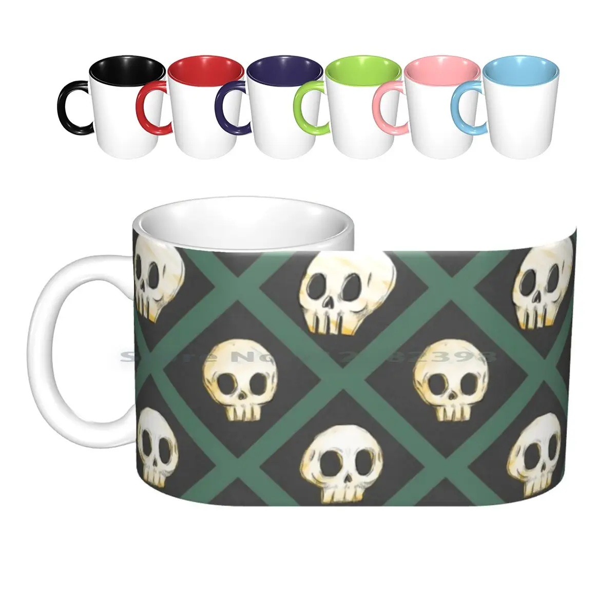 

Зеленые керамические кружки с черепами, кофейные чашки, кружка для молока и чая, эмо, гот, Хэллоуин, волшебный обитель, скелет