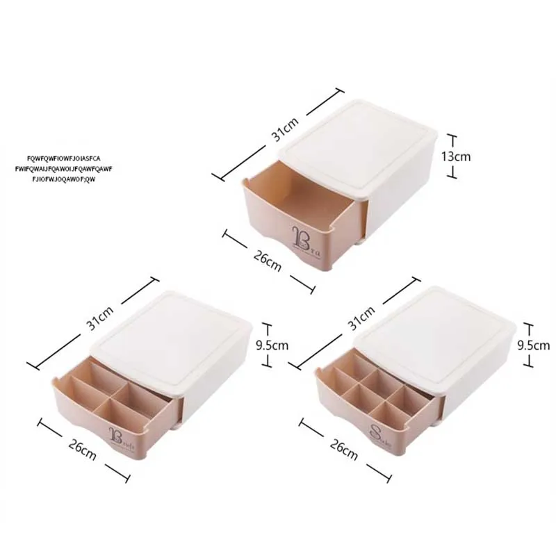 

Drawer Type Plastic Underwear Storage Box Sub-grid Panty Sock Storage Organizers Multifunction Sundries Save Space Finishing Box