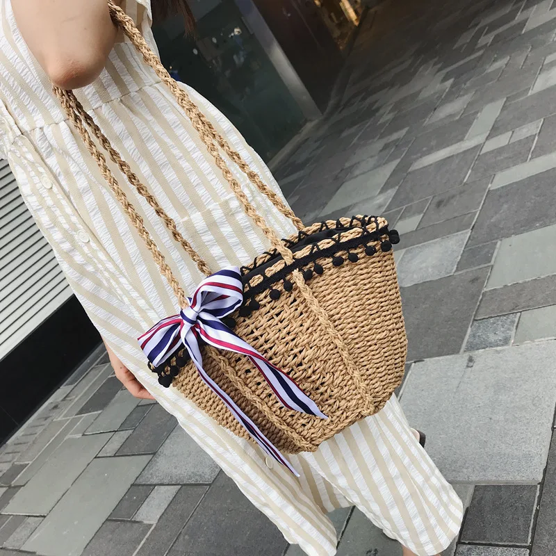 Новая соломенная обернутая украшение для шарфа черные бусины Гавайский стиль