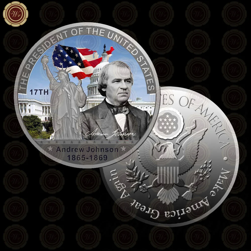 WR Коллекционная Посеребренная американская 2th President John Adams металлическая монета/w чехол креативный вызов монета подарок на день отца 40x3 мм - Цвет: Style 17
