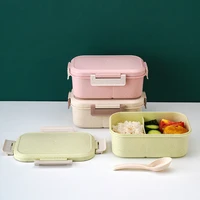 wheat straw kids lunch box with compartments plastic food storage container japanese style portable bento box school tableware