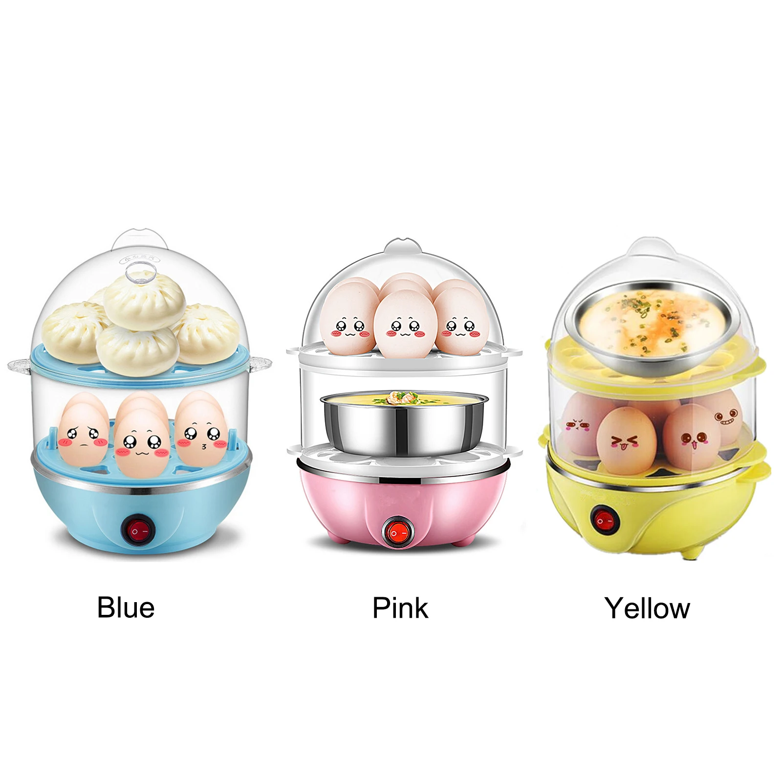 

350w Automatic Power-Off Egg Steamer Kitchen Portable Egg Boiler Cooking Tool For Kitchen Quick Cooker Steamer With The Double
