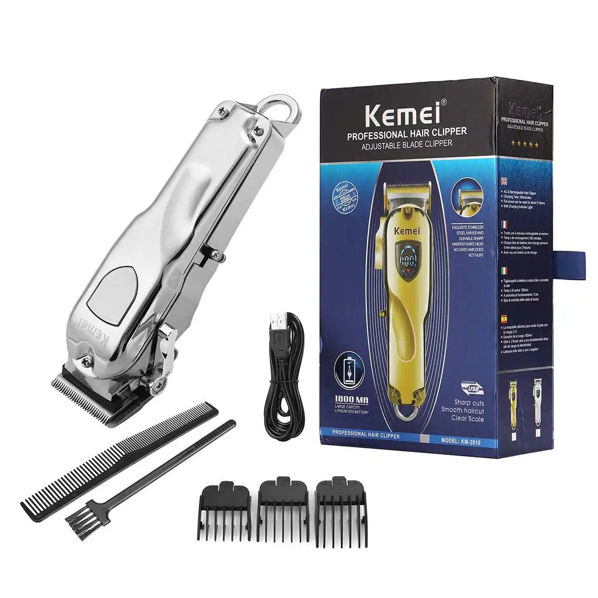 

Wireless operation Hair clipper Professional LED Electric Rechargeable Hair Trimmer Cordless Clipper Shaver Kit 1800mAh