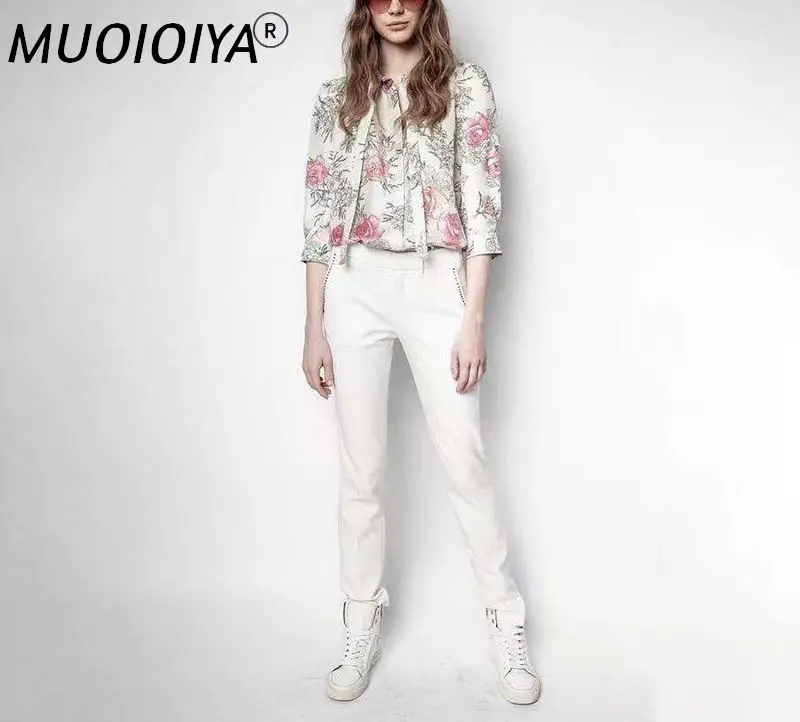 

Женская блузка на шнуровке с цветочным принтом, лето 2021, Женская Повседневная Милая рубашка с длинным рукавом и топы