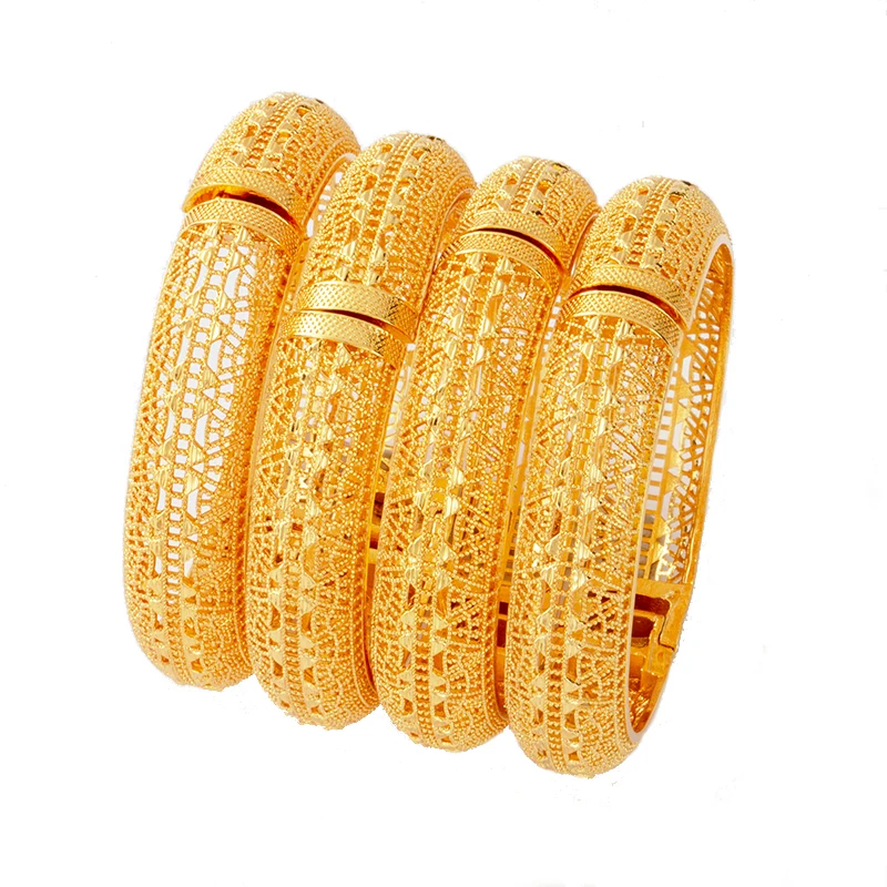 4 шт./лот Дубай золотые браслеты для женщин Невеста Эфиопский свадебный браслет