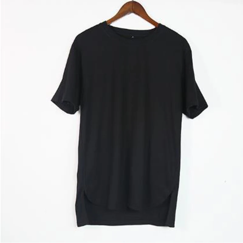 Футболка мужская с асимметричным подолом хлопковая тенниска в стиле хип хоп
