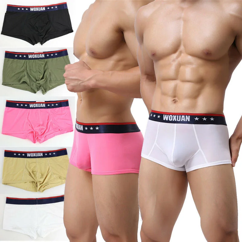

Sexy Men Underwear Boxers Underpants Sport Shorts Ice Silk Pants Boxer Trunks Smooth Slip Homme Underwear Penis Pouch Boxershort