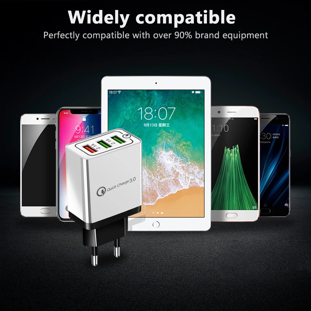 

EU/US Plug Quick Charge 3.0 USB Fast Wall Charger Adapte 1/3 Ports Power Adapter For Huawei Mate 30 iPhone Samsung Wall Charger