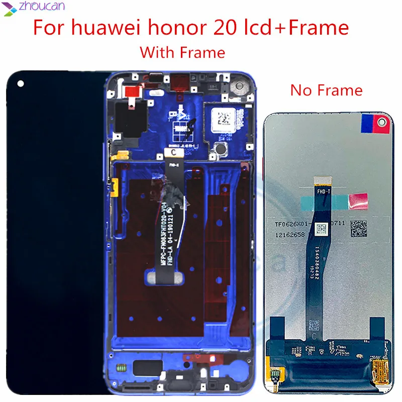 Оригинальный Для huawei Honor 20 ЖК дисплей с рамкой экрана сенсорный дигитайзер сборка