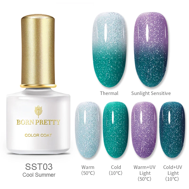 BP-SST03 Солнцезащитный светильник BORN PRETTY, термогель-лак для ногтей, впитывающий Гель-лак, 6 мл, Гель-лак, светильник с температурным эффектом, меняющий цвет - Цвет: BP-SST03