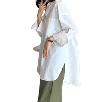 long sleeve women blouse lapel shirt 2021 spring large size loose fashion design office ladies top white commuter casual t shirt