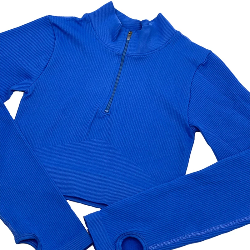 Бесшовный топ ASHEYWR женские высокоэластичные футболки на молнии с длинным рукавом