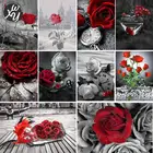 Красная роза, алмазная живопись для взрослых, красные цветы, наборы для вышивки крестиком, черные и красные алмазы, живопись, аксессуары, фантастическая вышивка