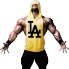 Летняя брендовая одежда для бодибилдинга, с капюшоном, без рукавов, рубашка для фитнеса, Мужская майка, майка, майка из хлопка, Спортивная майка