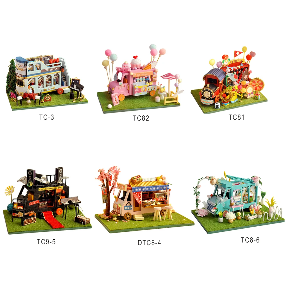 

DIY 3D Handmade Car Model Dollhouse Wooden House with LED Miniature Furniture LED Toy Kid Gift Dollhouse Children Adult Gifts
