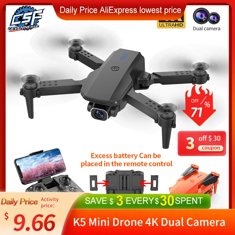  2021 Новый K5 мини дрон 4K профессиональный HD Двойная камера Fpv Дроны Квадрокоптер Складной Follow Me вертолет на пульте Детские игрушки для ма…