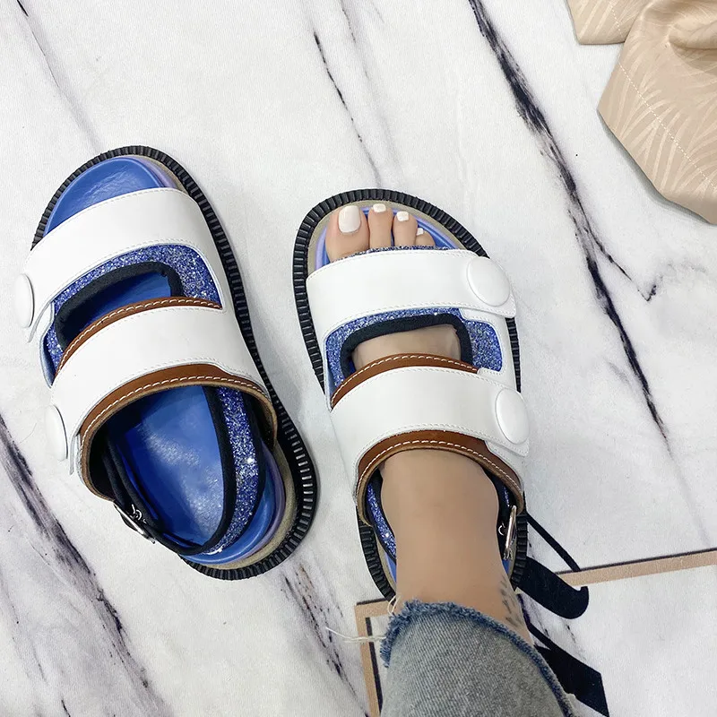 

2021 New Casual Women Sandals Thick Sole Flat Shoes Woman Height Increasing Ladies Summer Sandal with Socks Sandalias Mujer