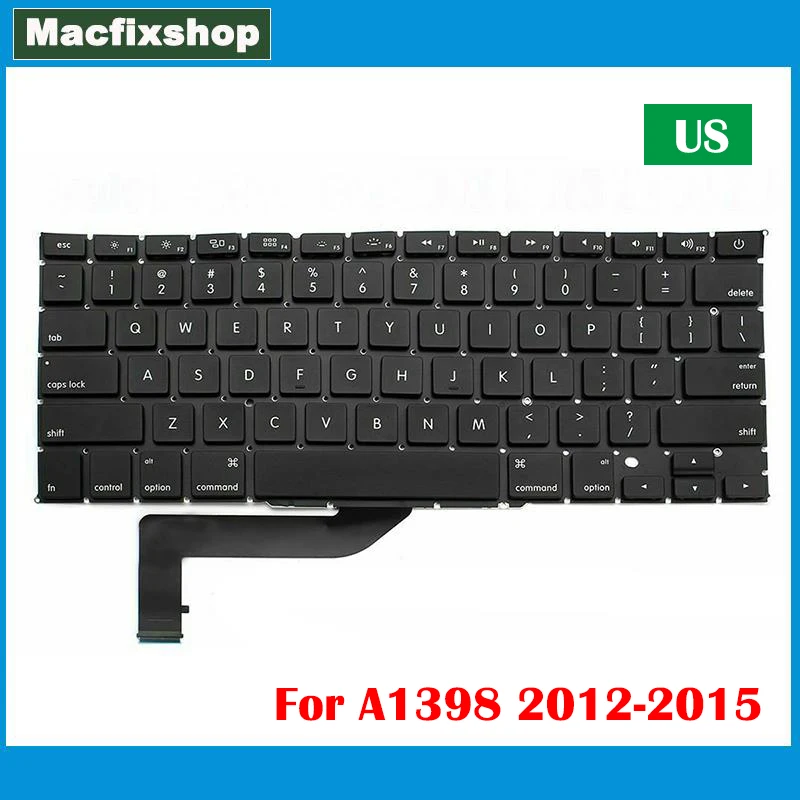 Laptop Brand New US Layout A1398 Keyboard Replacement For Macbook Pro 15 inch Retina A1398 US Keyboard 2012 2013 2014 2015 Year