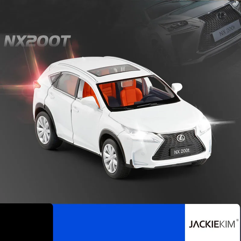 Белый 1:32 весы Lexus NX200T SUV синий белый серый с откидной спинкой Muaical мигающий для детей игрушки подарки - Цвет: Белый