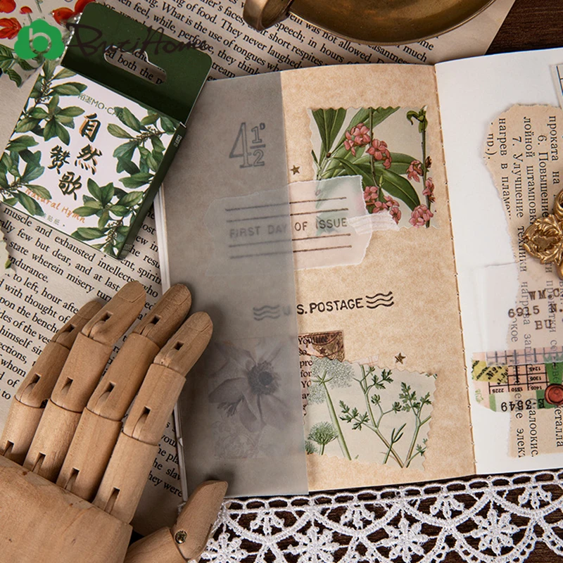 46 шт натуральный гимн коробки упакованы Стикеры завод наклейка для скрапбукинга