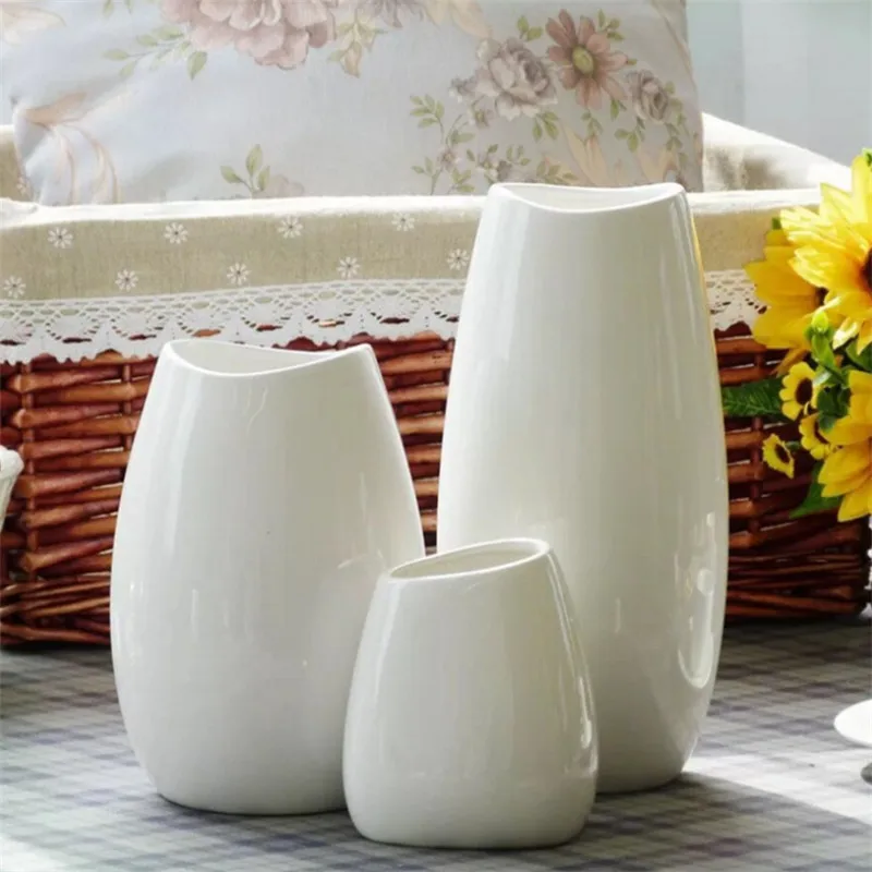 Скандинавская Минималистичная классическая ваза из белого фарфора керамические