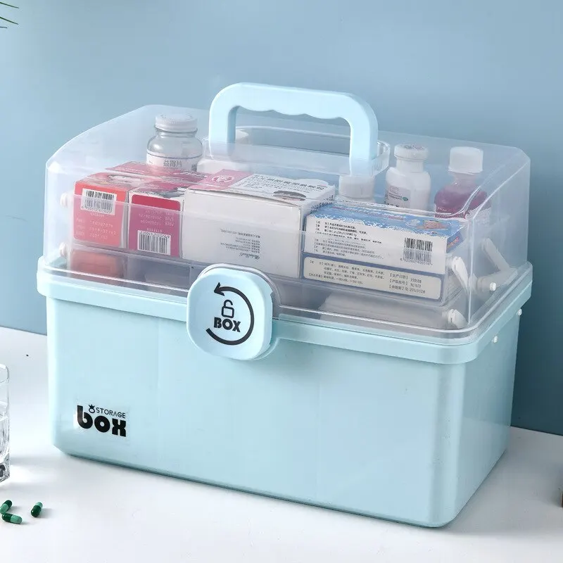 

Hot Portable First Aid Kit 3-Layer Plastic Multifunctional Foldable Household large-capacity Medicine Sundries Storage Box