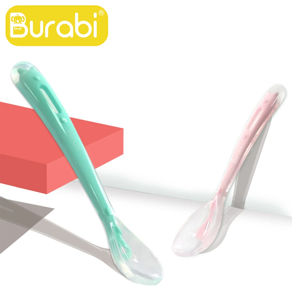 Burabi Baby Soft Silicone Spoon Feeding Baby Spoons 2pcs/set