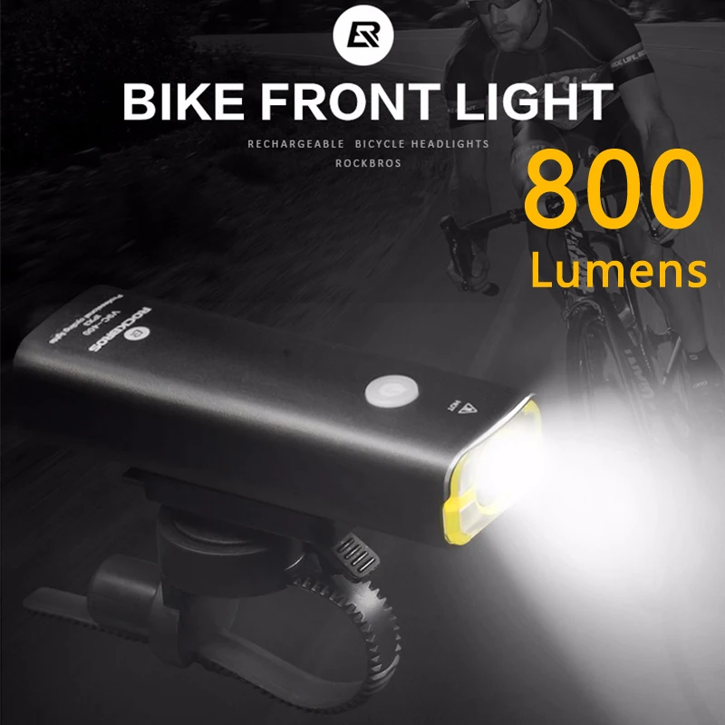 

ROCKBROS Front Bicycle Headlights LED Cycling Lantern 800 Lumens Flashlight For Bike Light USB Charge Safety Handlebar Headlamp