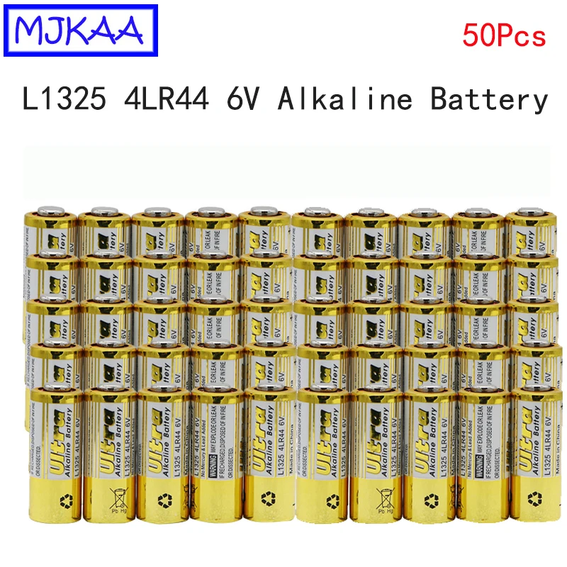 MJKAA 50 шт. 4LR44 L1325 6V Первичная сухая щелочная батарея Высокое качество ячеек батареи