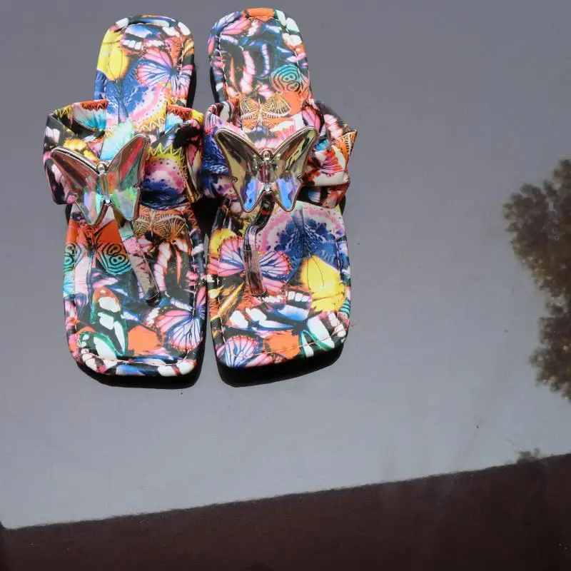 2021 Summer New Fashion Women's Flip Flops Stitching Color Matching Bows Women Clip Toe Slippers Ladies Beach Flat Slippers