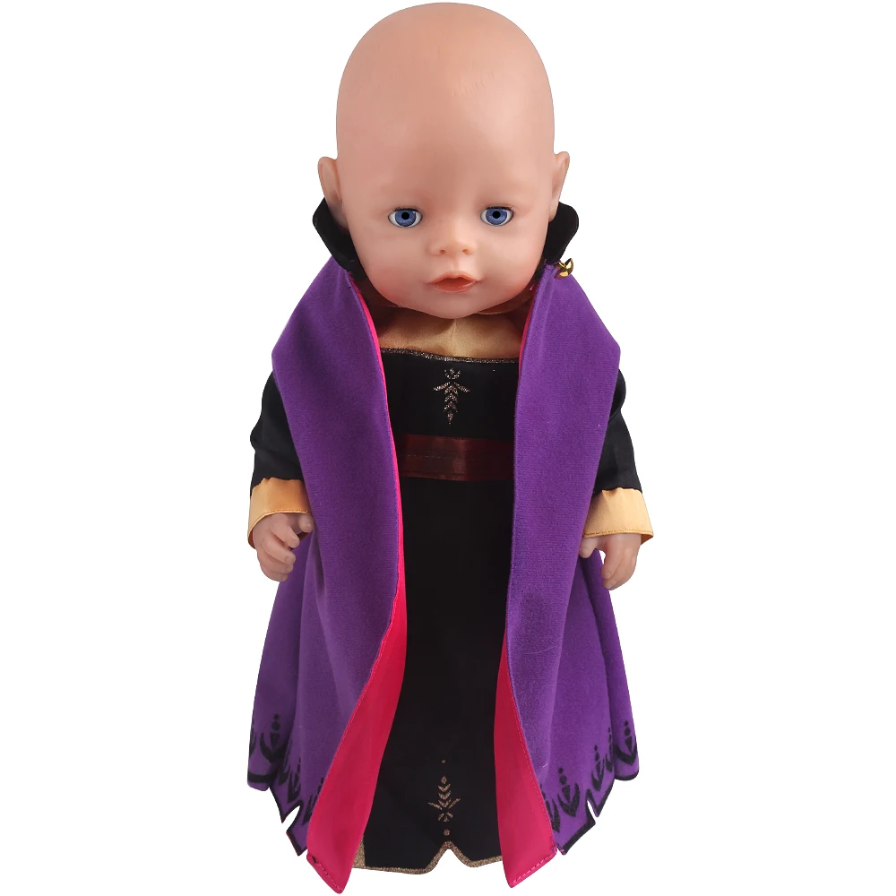 

43 Cm Boy American Dolls Dress Princess Anna Purple Magic Costume + Shoes Born Baby Toys Accessories Fit 18 Inch Girls Doll f854