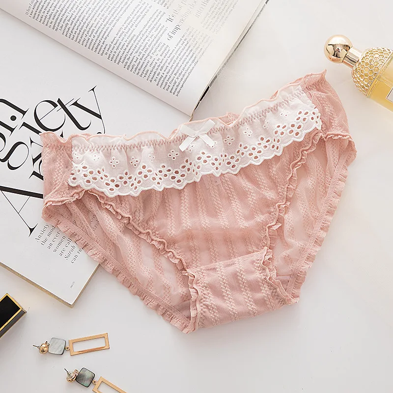 

Модные сетчатые трусики для девушек, женские бесшовные трусики с низкой посадкой и бантом, хлопковое дышащее нижнее белье, женское нижнее б...