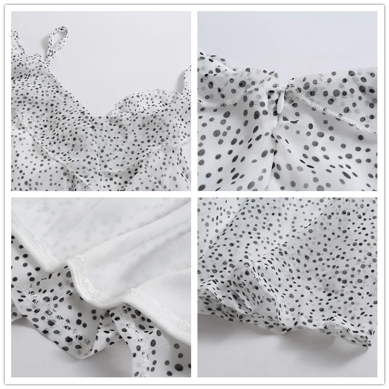 сарафан женский летний мода 2019 белое шифоновое платье в горошек платья больших