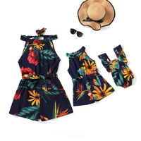 one piece mother daughter matching dresses flower overalls family set mom baby mommy and me clothes fashion women girls jumpsuit
