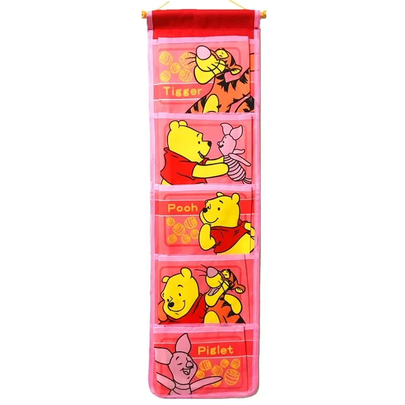 Pink weini bear Мультяшная настенная сумка для хранения, модная игрушка, органайзер для макияжа, 5 Карманов, подвесной чехол для хранения, сумки, чехол для двери, ванной комнаты - Цвет: Pink weini bear