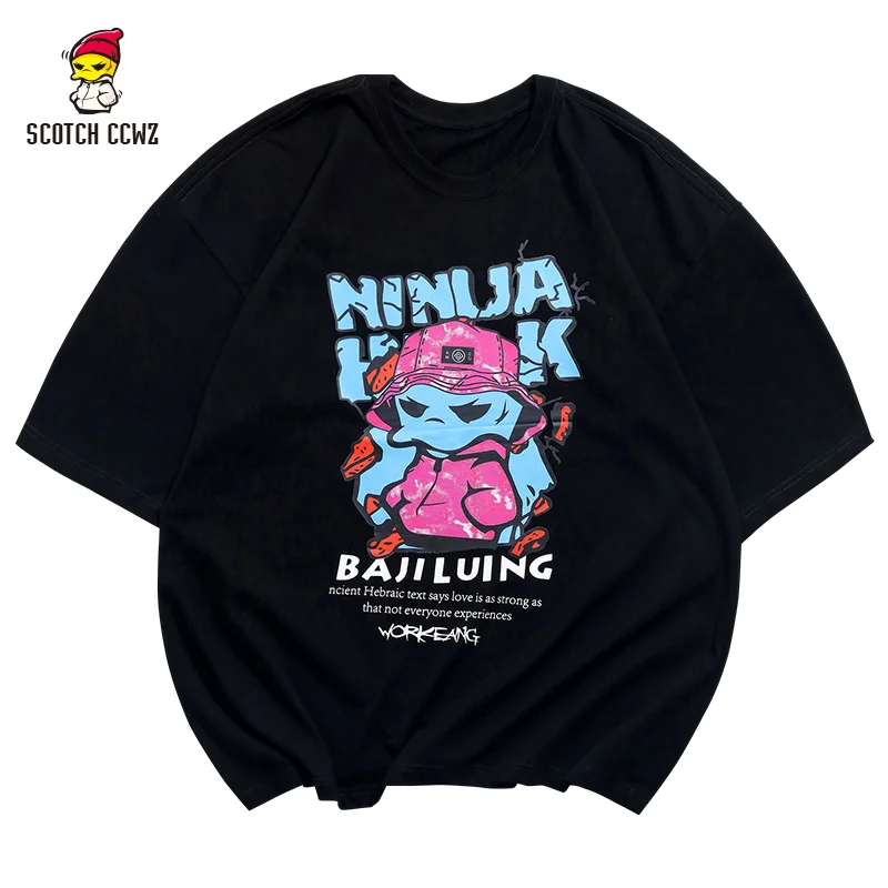 

SCOTCH CCWZ Hip Hop Streetwear Harajuku T Shirt Print Street Fashion 2021 Men Summer Short Sleeve T-Shirt Cotton Loose