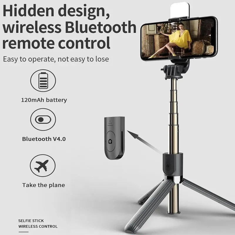 

Portable Bluetooth Selfie Stick With Fill Light Monopod mini Tripod with Remote Control Foldable Stick Selfie For Mobile Phone