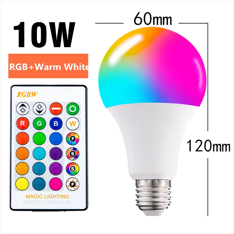 E27 Smart Control Lamp led RGB Light Dimmable for home RGBW Led Colorful Changing bulb Lampada White Decor Home | Лампы и освещение