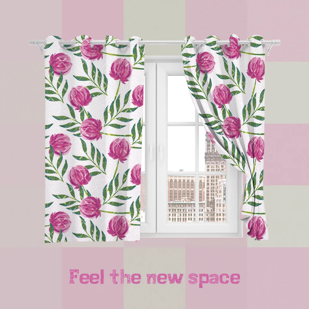 

Punch Hook Blackout Curtain Flower Customized Full Shade Sunscreen Blinds For Windows Home Kitchen Bedroom LivingRoom Decoration