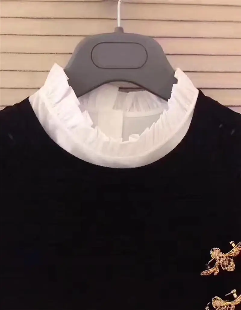 

Women Shirt Fake Collar Stand Ruffle Sweater Blouse Shirt False Collar Female Cotton Removable Half Shirt Detachable Collars