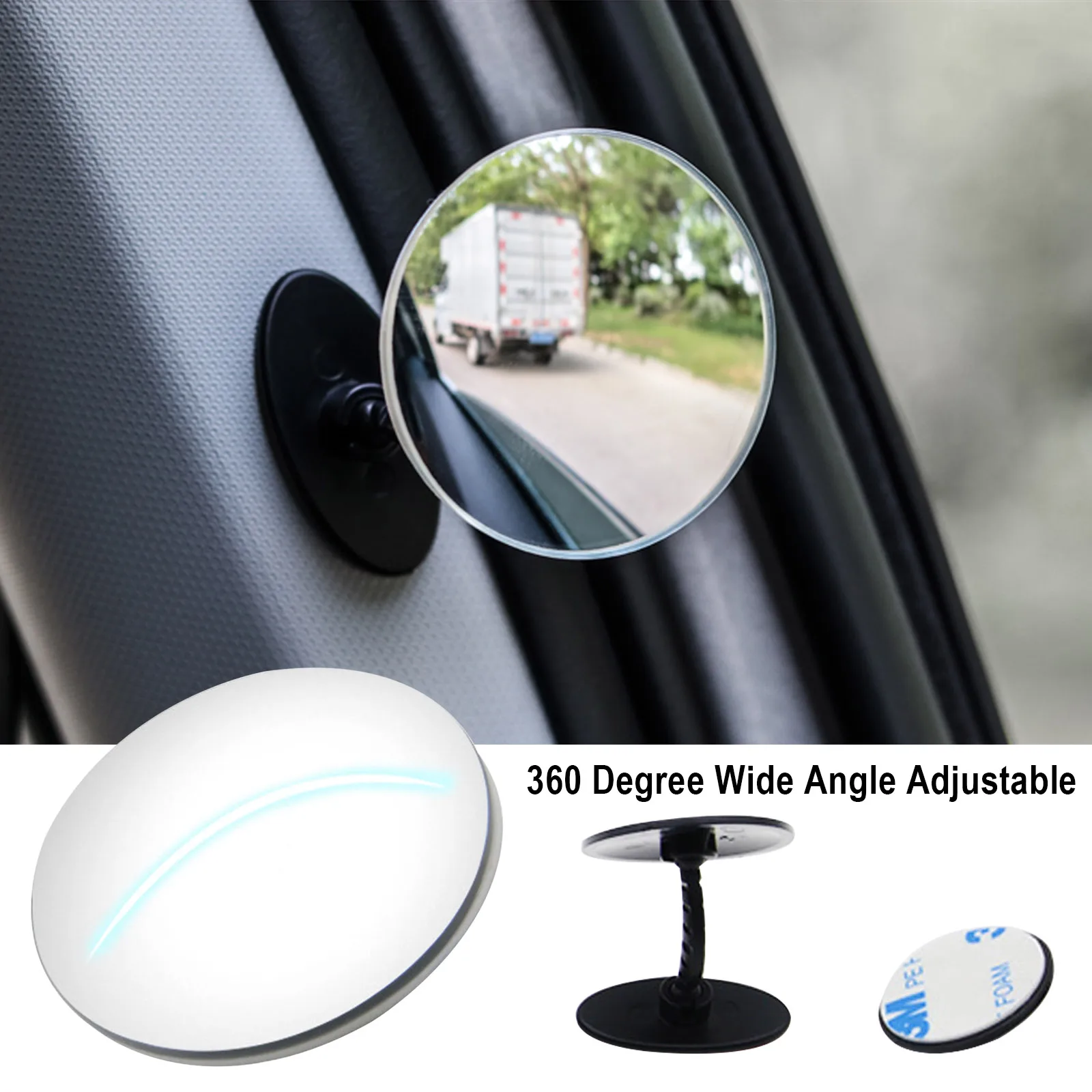 

360 Degree HD Blind Spot Mirror Adjustable Car Rearview Convex Mirror for Car Reverse Wide Angle Vehicle Parking Rimless Mirrors