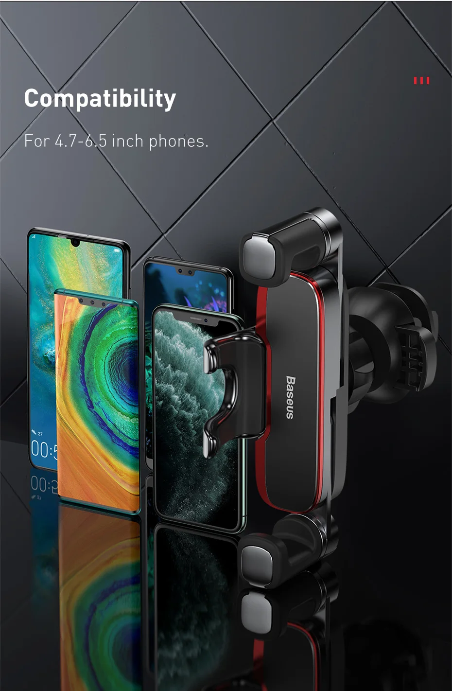 Baseus Gravity Car Holder For Phone in Car Air Vent Mount Holder Stand for iPhone 12 Air Vent Mount Cell Phone Support wooden mobile stand