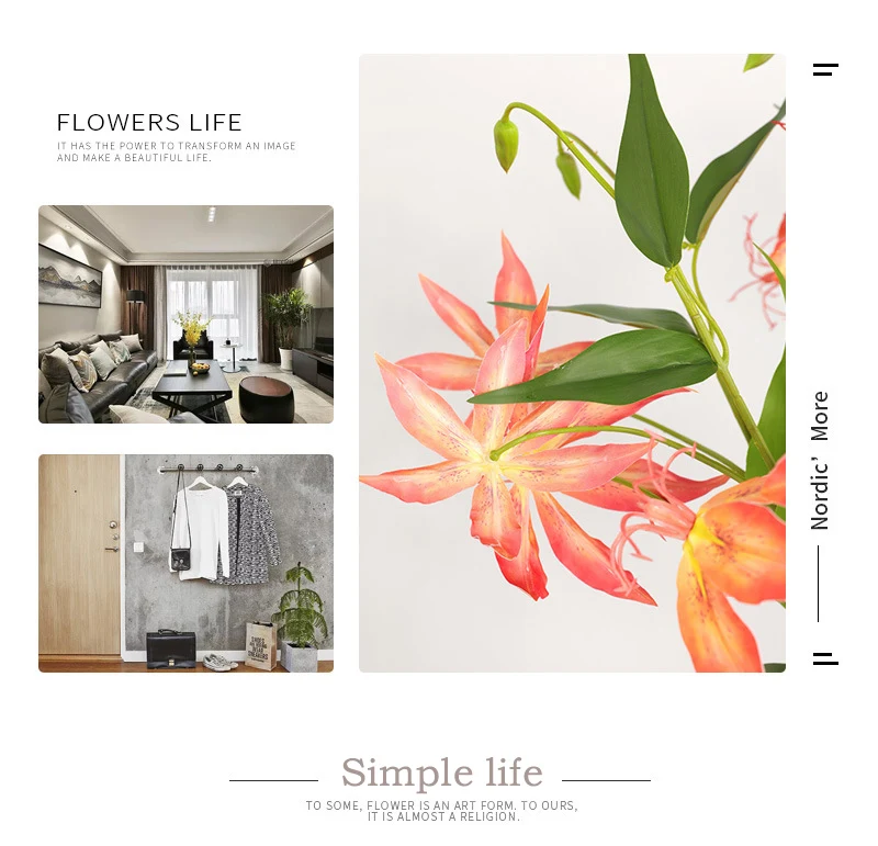 Искусственный букет лилий из искусственной кожи с 3 головками 73 см|Искусственные