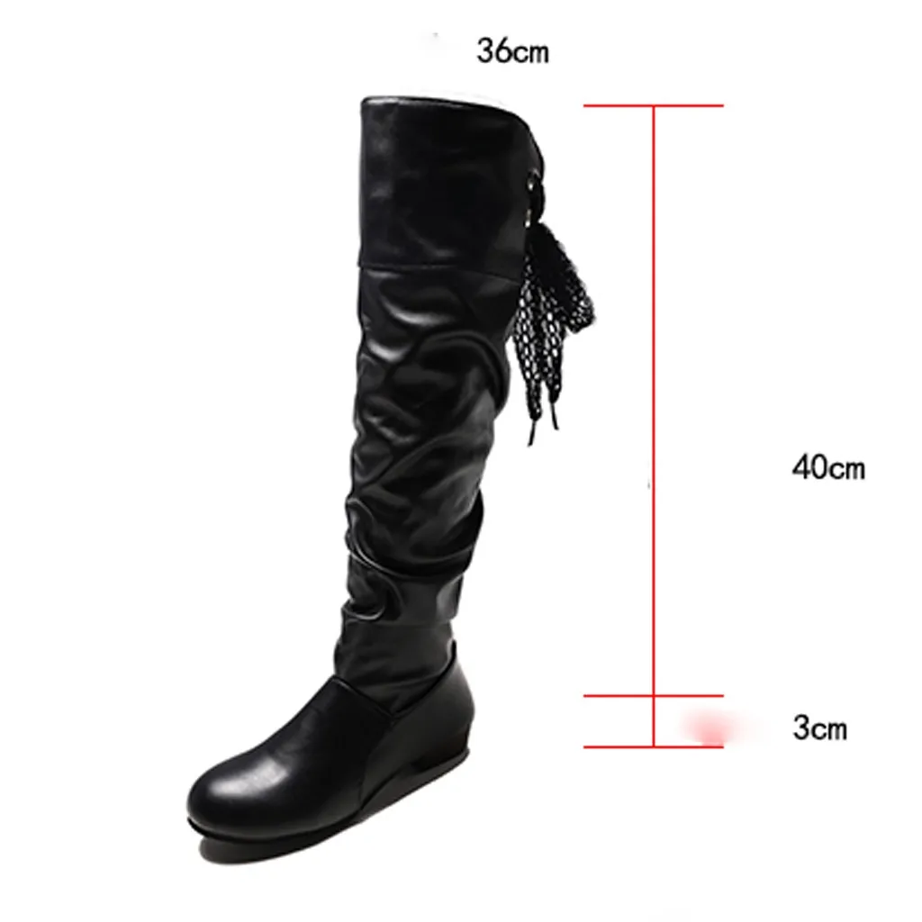platform over the knee boots Lace Strappy Flat Boots Large Size Student black women botines mujer 2019#g3 | Обувь