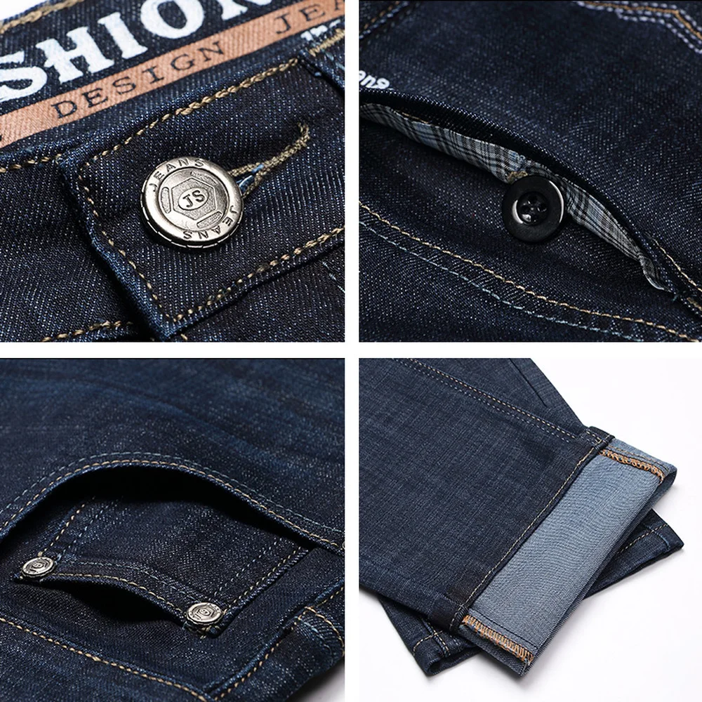 Высокое качество Классические мужские обтягивающие бизнес рабочие джинсы