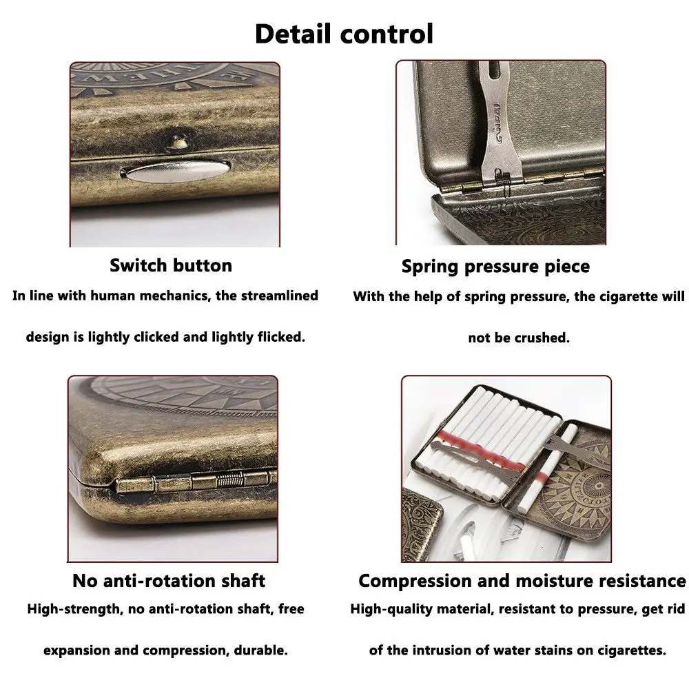 Винтажный латунный металлический чехол для сигары 20 шт. классическая мужская и